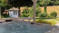 jacuzzi mit weitblick - Weite, Ruhe & Design: Moderner Winkelbungalow in Rosengarten mit Kamin, Gartenidylle & Hamburg-Nähe